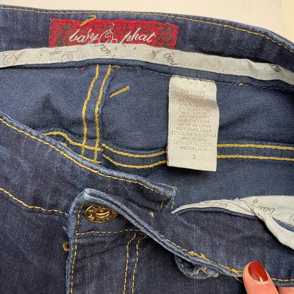 Baby Phat Jeans Dark Wash Low Rise Cat Logo Embroidery Skinny Y2K - Picture 8 of 15